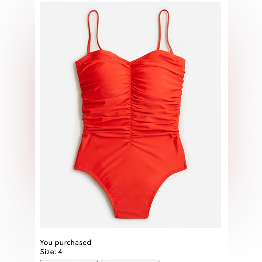 Jcrew Ruched sweetheart one-piece. Size 4.